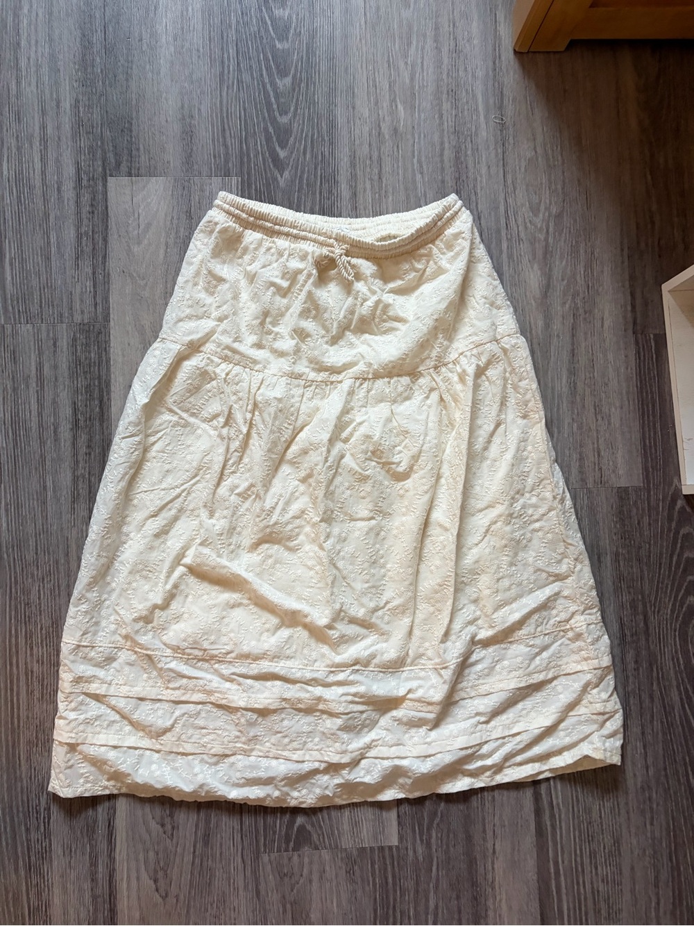 iris Cream Tiered Maxi Skirt